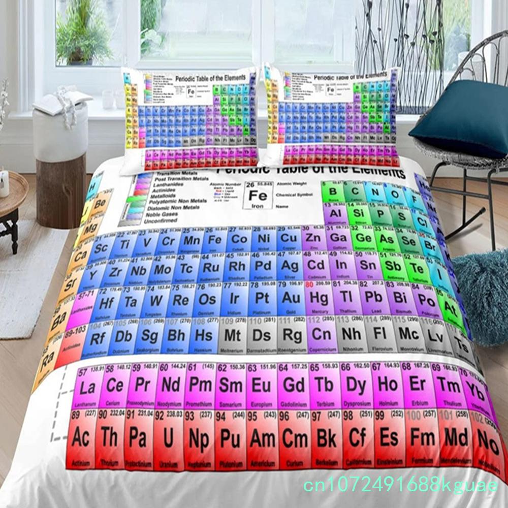 Tabel Periodic Rege Regină Față de Pilotă Educațional Știință Chimie Set de Lenjerie de Pat Pentru Studenți Profesori Față de Cuvertură Tabelul Elementelor EU single(135x200cm)
