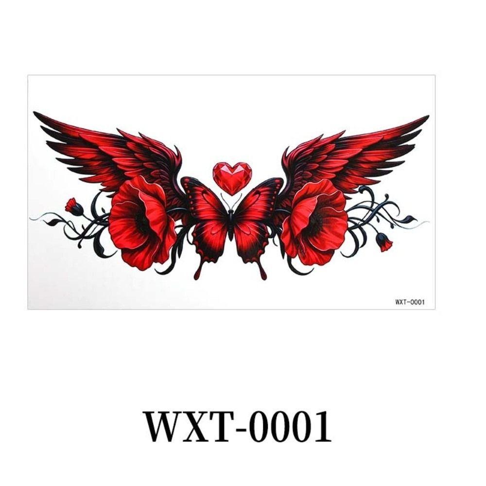 Crown Cross Wing Floral Body Art Sticker 3D Texture Temporary Tattoo Women
