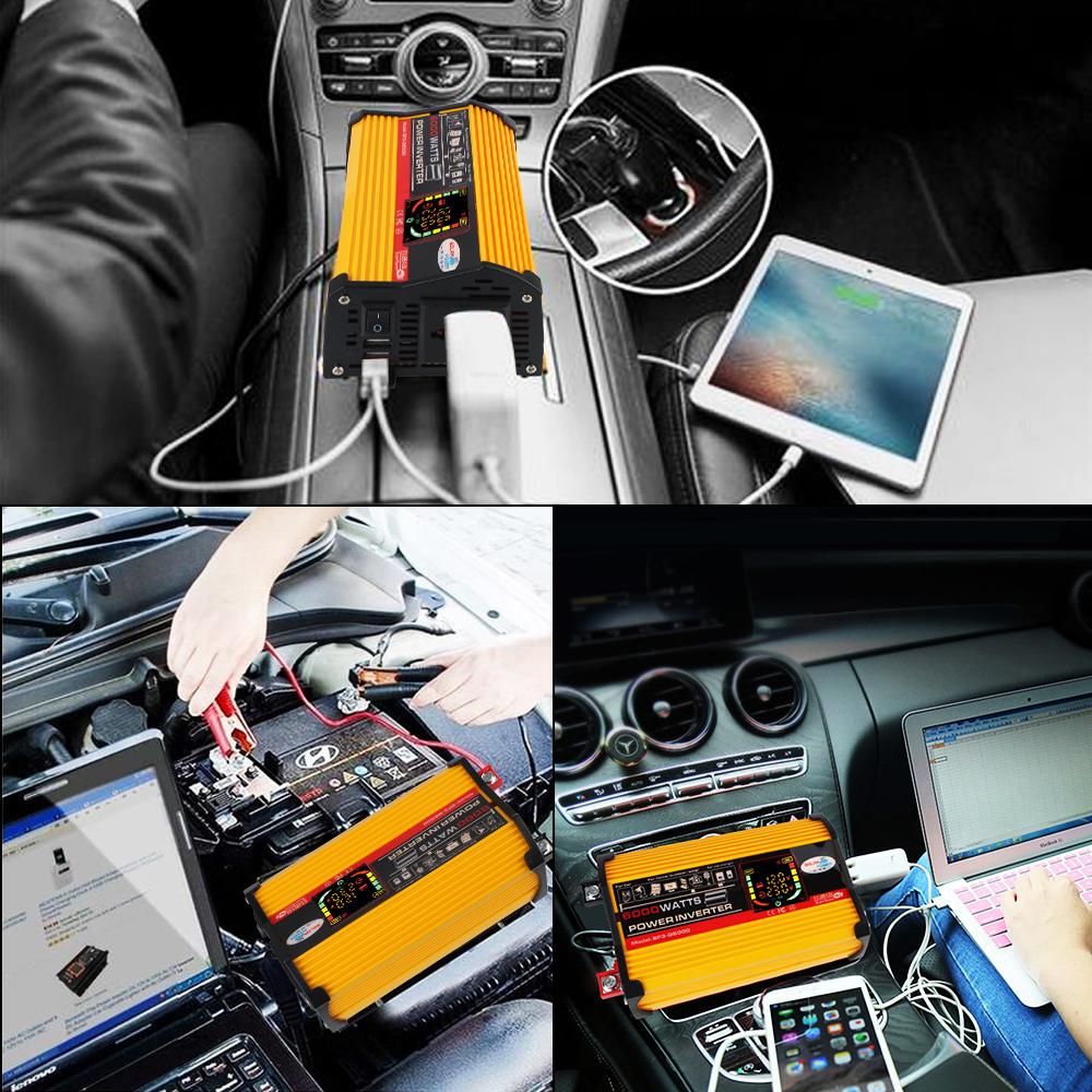 Vehicle-Mounted Household AC Converter Car Power Invertor DC 12V To 220V Universal 6000W Car Accessories Socket With 4.2A USB