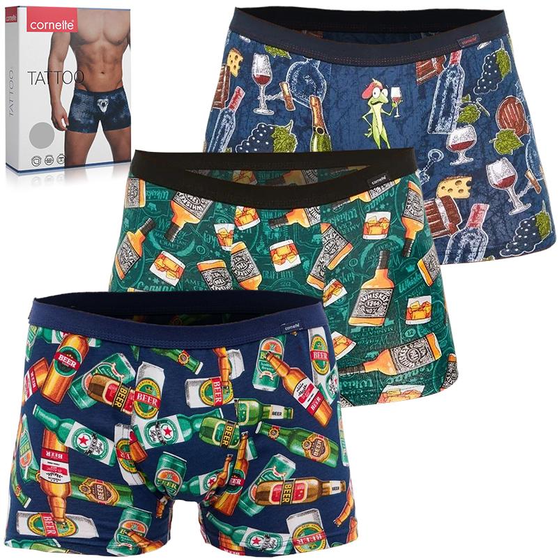Men's Boxer Shorts - Cornette - Alcohol Print, Cotton Blend, 3-Pack