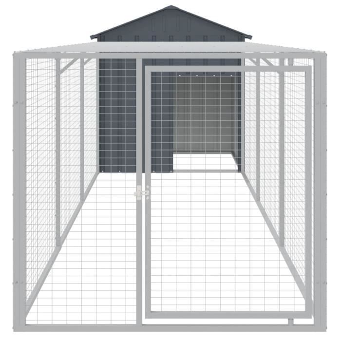 VidaXL Chicken Coop with Run Anthracite 117x405x123 Cm Galvanized Steel 3189069