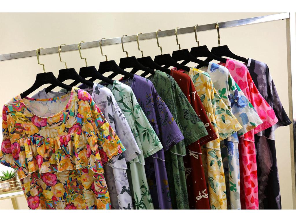 Elegant Slimming Leak-Proof Print Skirt Dress - Plus Size Women's Mid-Length Summer Wear