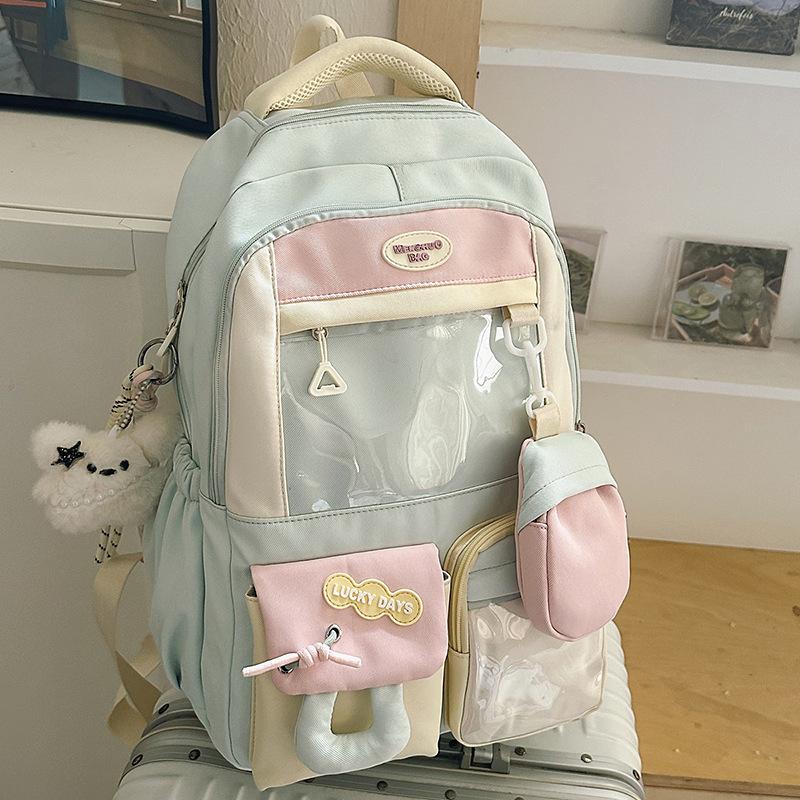 Junior High School Student Schoolbag Girl Cute Japanese Transparent Pain Bag Large Capacity Travel Backpack Student Backpack Tide