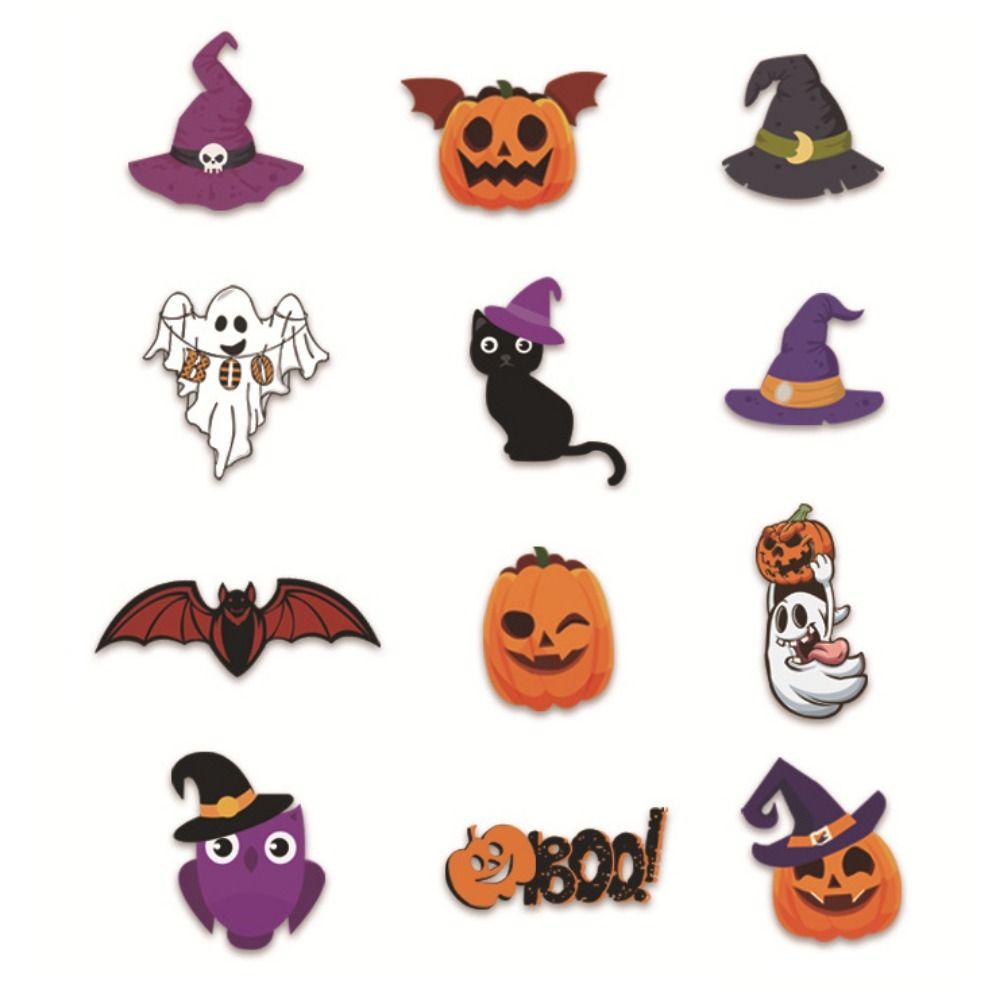 12pcs/set DIY Pumpkin Bat Ghost Pendant Cartoon Halloween Paper Hanging  Cosplay Party
