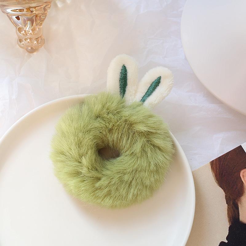 Plush Rabbit Ears Headband Female High Elastic Rubber Band Sweet Girl Cute Hair Ring Rope Headdress