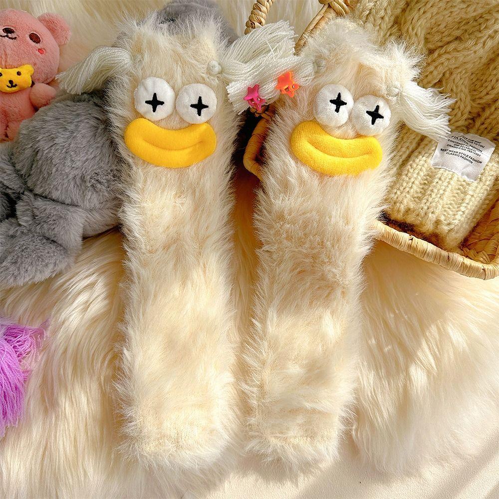 Cartoon Floor Stockings Women Plush Furry Plush Sock Harajuku Coral Fleece Socks  Girls