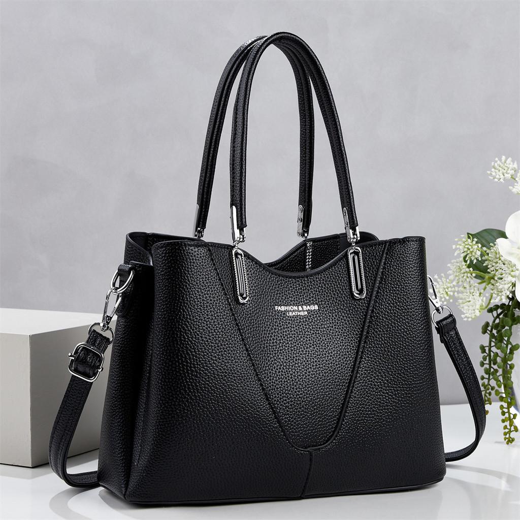 Womens Pu Large Tote Handbag With Top Handle And Shoulder Strap For Daily Commute