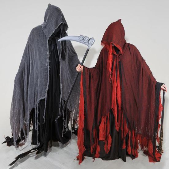 Halloween Hooded Cloak Medieval Renaissance Gothic Wizard Cape with Hood Scary Grim Reaper Cosplay Costume for Men Women