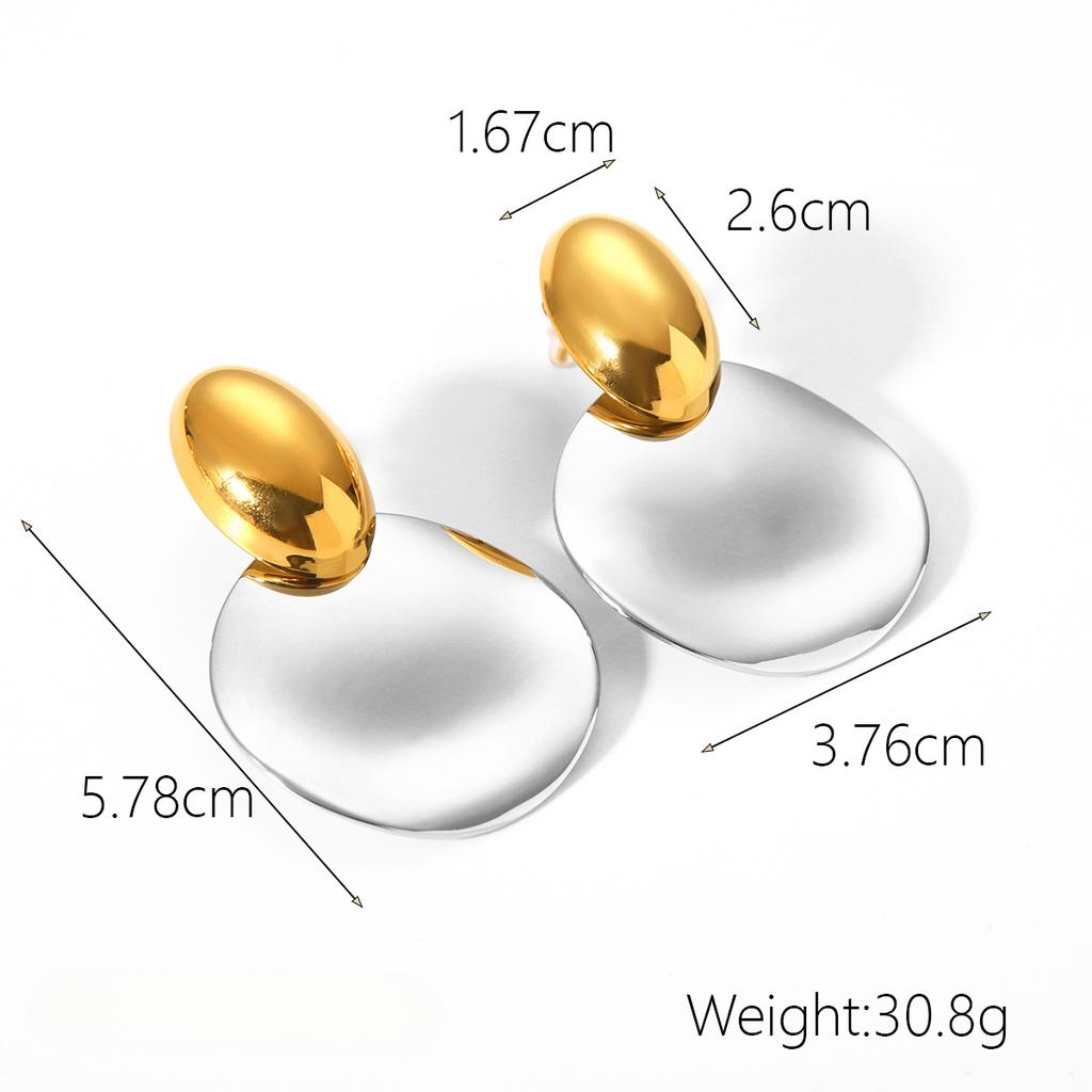 Yori 2025 New Gold Silver Mix Color Geometric Stainless Steel Earrings Waterproof and Hypoallergenic Summer Party Jewelry