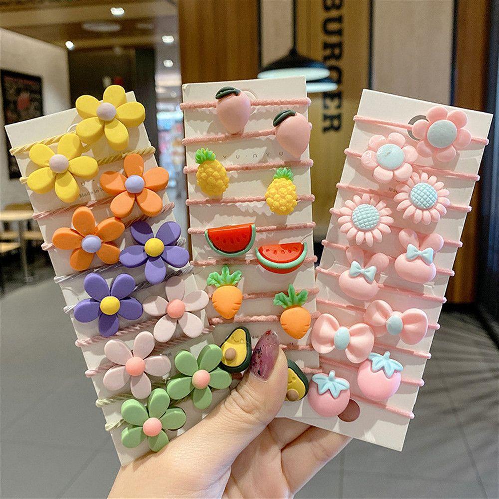 

10 шт./компл., милые головные уборы принцессы для девочек, цветочные ленты для волос, повязки на голову, резинки, украшение для волос