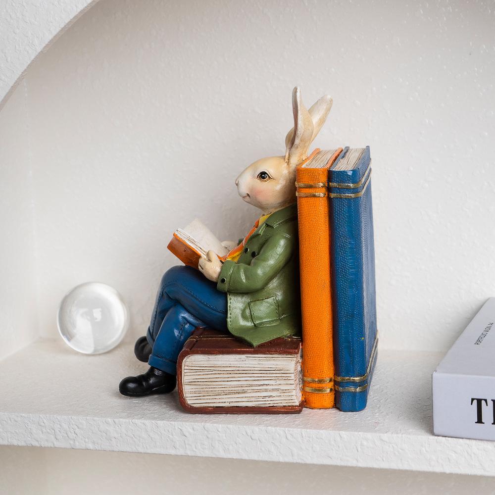 Lesender Hase Statue Gelehrter Hase Harzskulptur Buchliebhaber Geschenk Bibliotheks Schreibtischdeko Gartenornament Lehrergeschenk