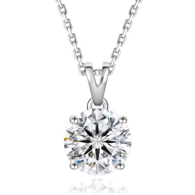 Colar para Single D Color Sparkling 925 Sterling Hipoalergênico para Caixa de Presente Acessórios de Presente de Aniversário KRKC&CO Mulheres, Diamante, Moissanite, 0,5 Quilate,