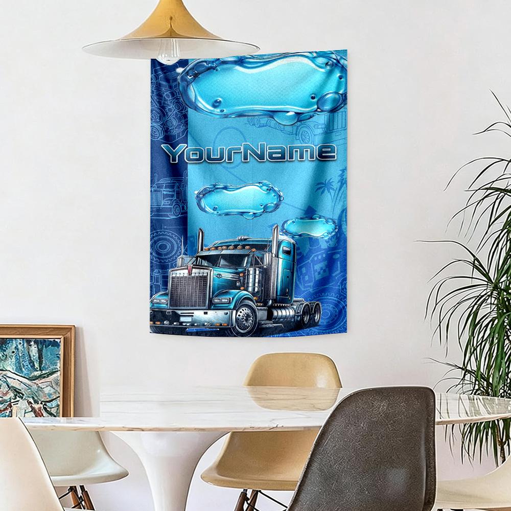 Peterbilt Heavy Trucks Custom Your Name Wall Decor Tapestry Art For Pet Memorial Birthdaywedding Party Backdrop Family Gift