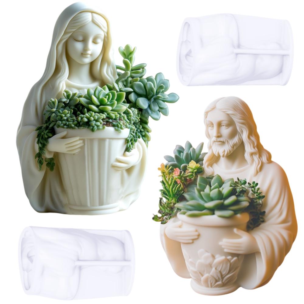 DIY úleva bohyně vítězství kruhový květináč pryskyřice silikonová forma úleva boha vítězství úložný box sádrové formy