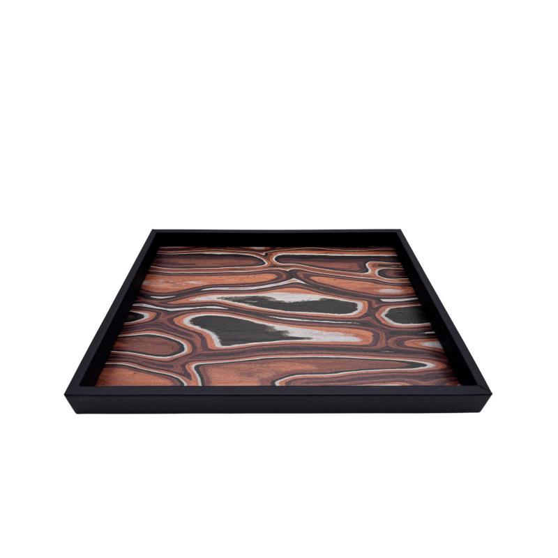 Modern Wooden Grain Ornament Storage Box - Decorative Display and Soft Furnishings for Home Decor.