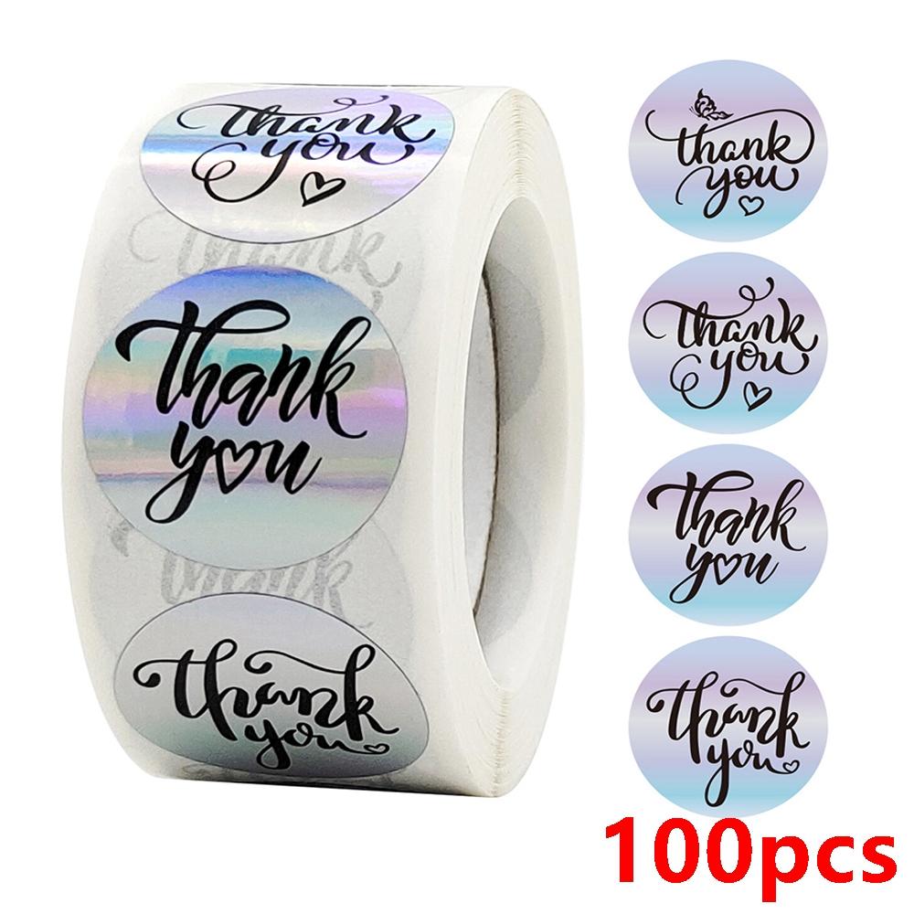100-500Pcs Rainbow Laser Thank You Stickers 1Inch Small Business Stickers Adhesive Labels For Boutiques Wrapping Supplies