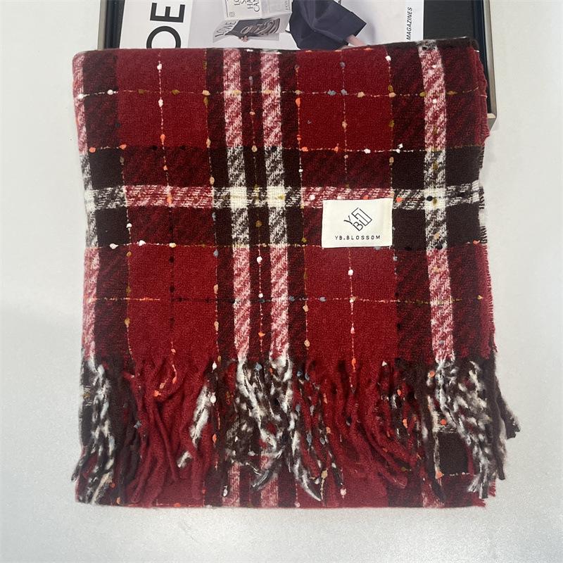Korean Star Red Plaid Scarf for Women: Warm, Versatile, & Stylish (Autumn/Winter 2025)