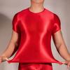 Comfortable Mens T-Shirt Male Nylon See Through Sheer Shiny