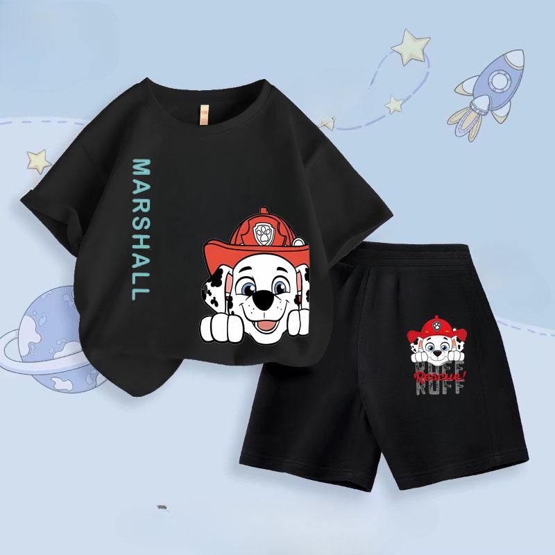 PAW Patrol Summer Boys Short Sleeved T Shirt Sets Cartoon Printed Children's Top Short Two Piece Suit Kids Breathabke Outfits