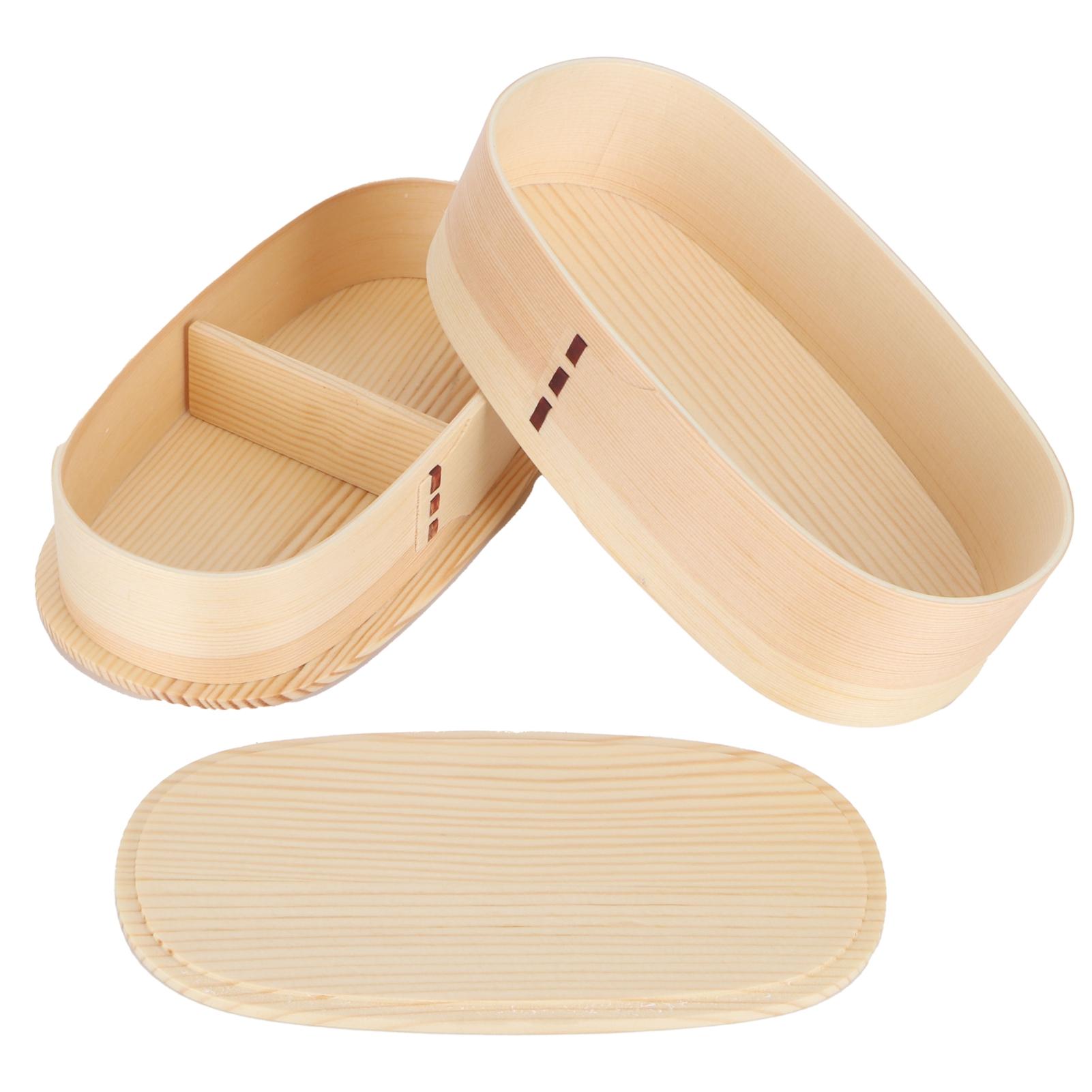 Lunch Box Set Japanese   Wooden Food Storage Container for Students Workers 19x10x9.5cm
