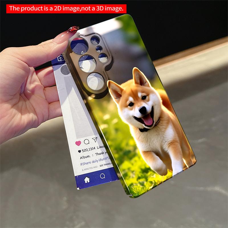 2DFlat Samsung phone case Adorable Shiba Inu Puppy Running in Sunlit Garden Applicable to Galaxy S22 S23 S24 S25ULTRA S26 A12 A13 A14 A15 A16