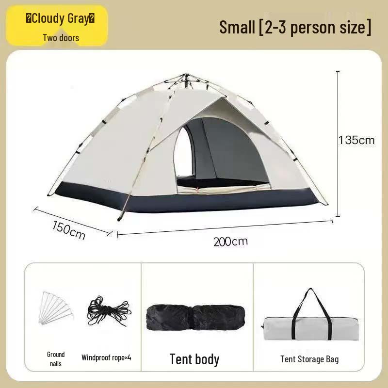 Mongolian Yurt Outdoor Tent: Automatic Setup, Sun/Rain/Insect Protection, Fits 3-4 People