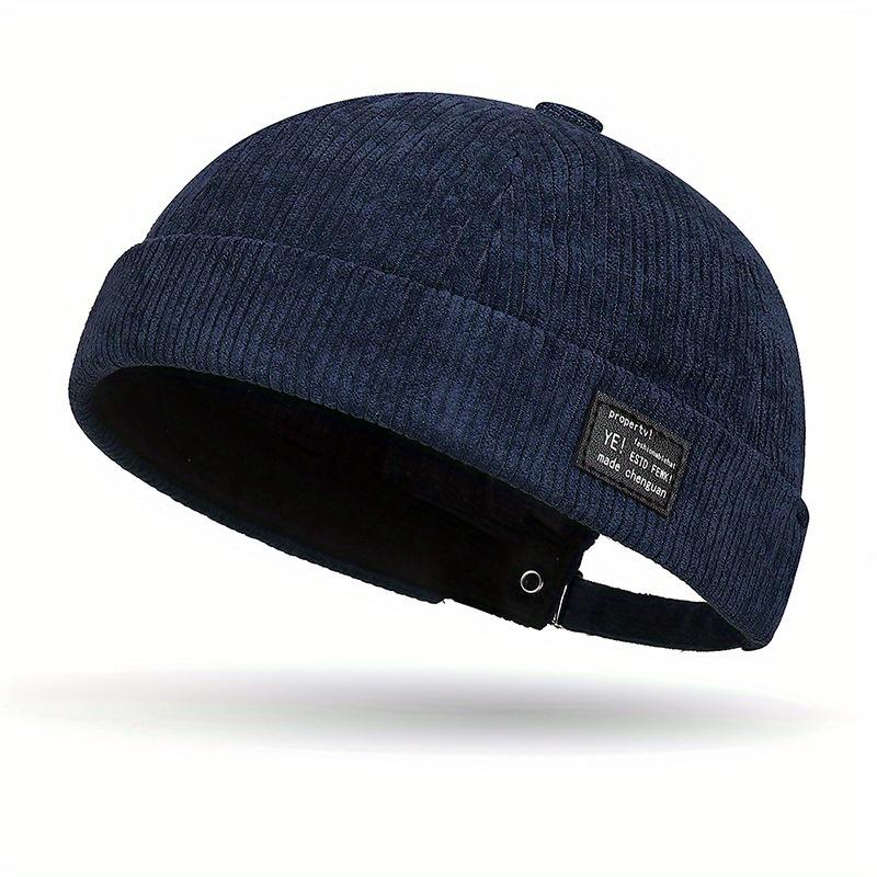 1pc Unisex Corduroy Beanie Cap - Solid Color, Lightweight, Snap Closure, Woven Polyester Fashion Hat for Spring/Autumn, Suitable for Thanksgiving