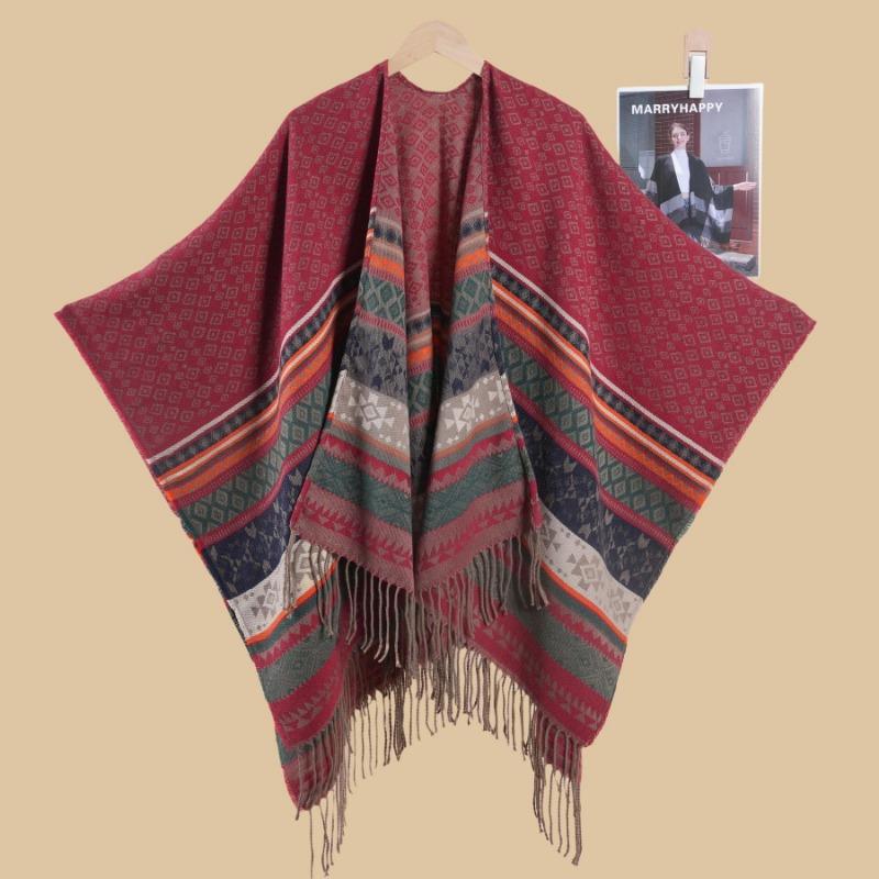 Small Rhombus Lady Retro Travel Shooting Cape Shawl Atmosphere Scarf Hot Sale