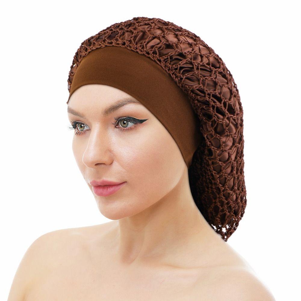 Wide Band Crochet Hair Snood Night Cap Hair Care Sleeping Hat Hair Accessories Mesh Hair Net  Women