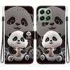 Handmade PU Leather Flip Case for Honor X6b Anti-Slip Shockproof Cover with Wrist Strap & Heart/Rose Cat Designs