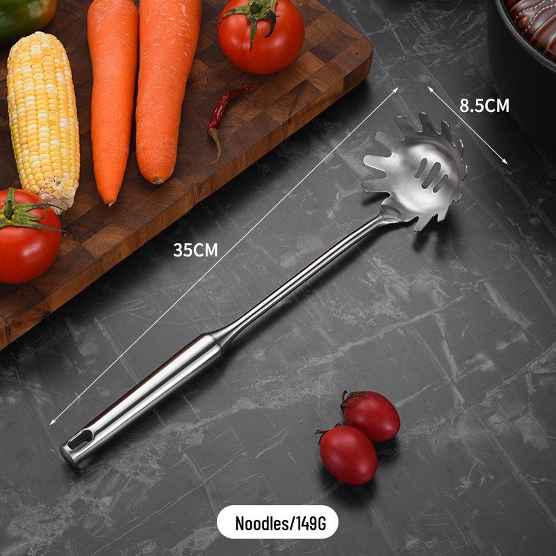 Stainless Steel Kitchenware Set: Stand-up Spatula, Thickened Soup Ladle, Hollow Handle, Integrated Design