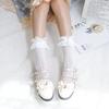 Women's Summer Spring Cotton Socks Thin White Lolita Lace Stocking Black Jk Bow Sweet Mid-leg Calf Socks Sweet Style Girls Gift