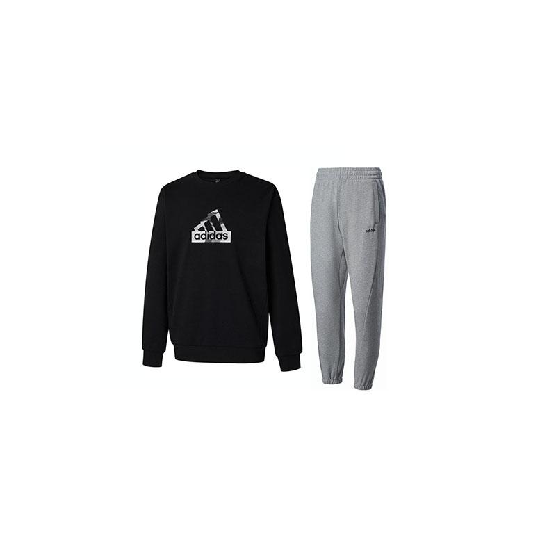 

Adidas Letter Print Удобный дышащий простой свитер с круглым вырезом, длинным рукавом, средней талией, трикотажные длинные брюки, повседневный спортивный костюм IT3961+JF3333 S