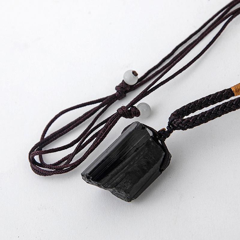 Natural Black Tourmaline Stone Necklace  Black Tourmaline Pendant