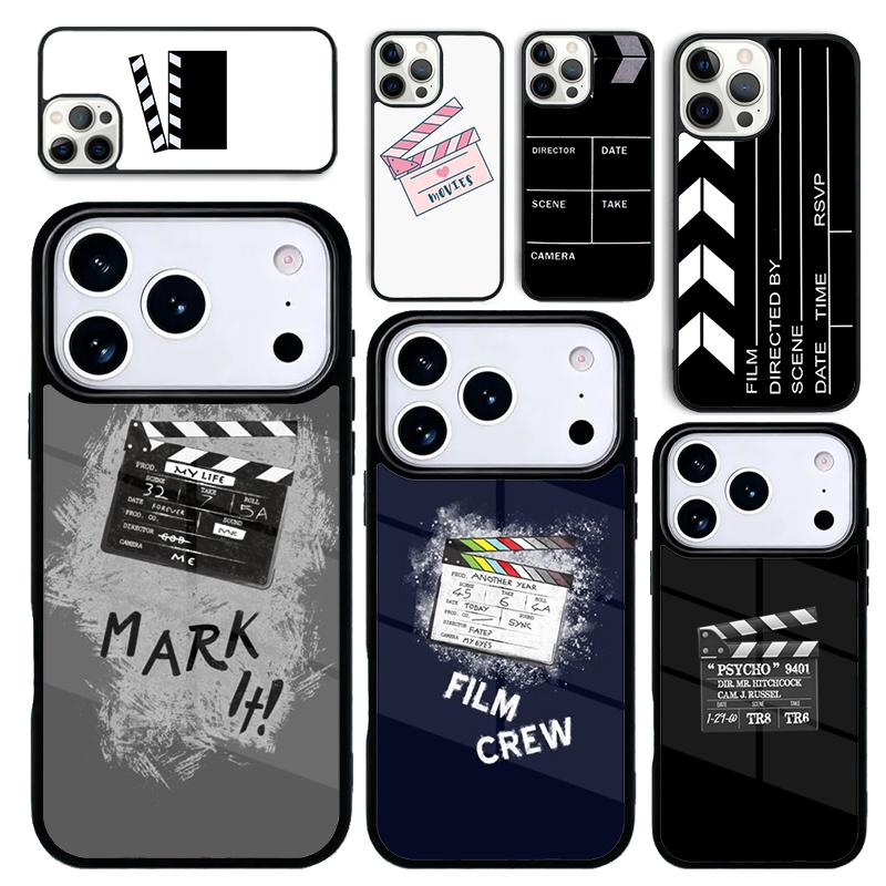 Capa Case for iPhone 17 Air 16 Pro Max 15 Plus 11 13 Mini 14 12 Back Phone Cover Film Movie Clapperboard Clapper Board