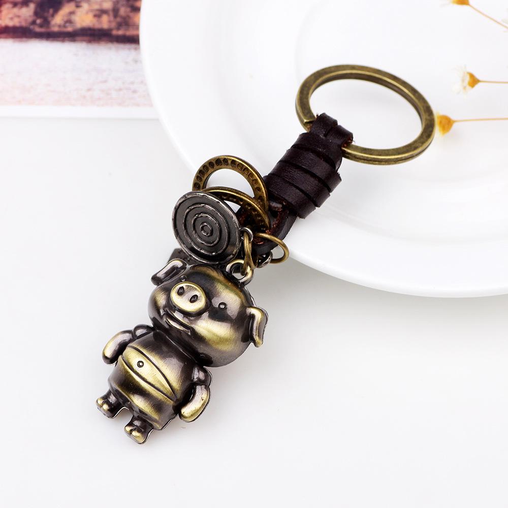 Retro Pastoral Style Pig Pendant Keychain - Custom DIY Available