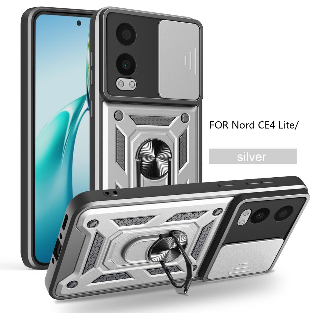 For OnePlus Nord CE4 Lite Case 1+Nord CE 4 Lite Cover Magnetic Ring Holder Armor Phone Case Slide Camera Protect Back Cover