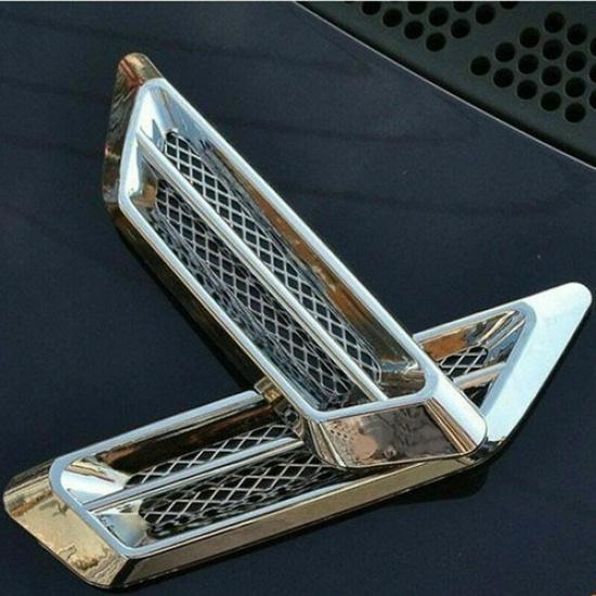 2Pcs Chrome Car SUV Air Flow Fender Side Vent Decor Sticker Exterior Accessories