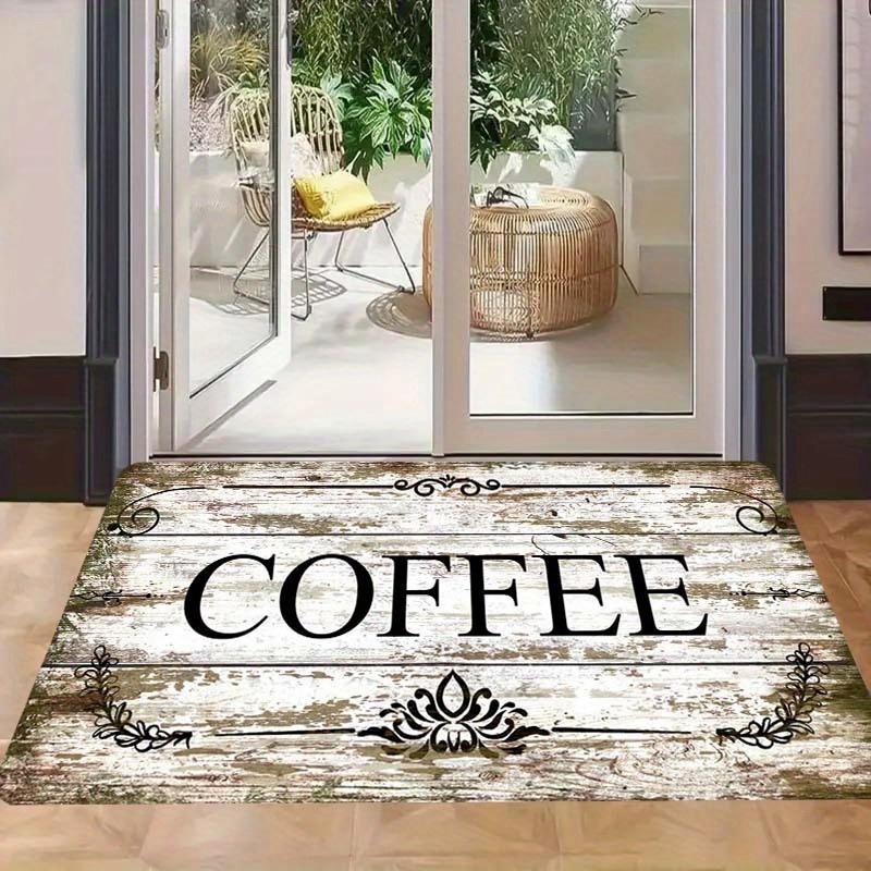 1 x Anti-Ermüdungs-Küchenteppich, Kaffeemotiv-Druck, wasserdicht, rutschfest, dick gepolstert, robuste, bequeme Stehmatte für die Küche