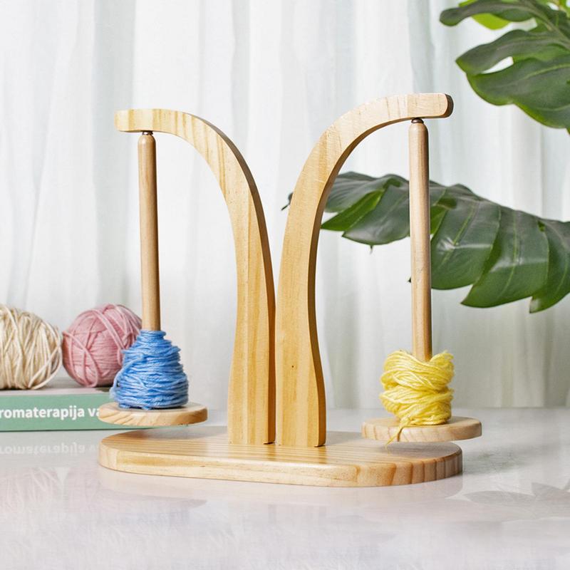 Holz Doppeltes Garnspindel Drehbarer Holz Nähgarnhalter Spinner Magnetischer Garnspulen Wollknäuel Aufwickler Strickwerkzeuge