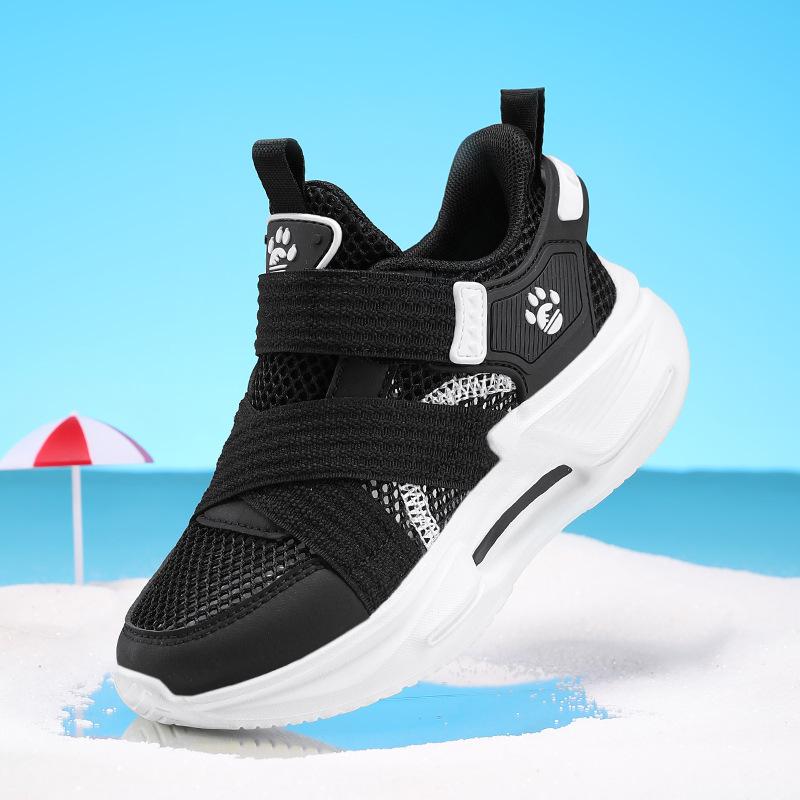 Children's casual sports shoes 2025 boys' individual breathable white shoes medium older children's and girls' running shoes