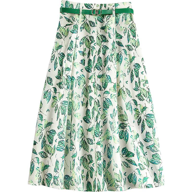 Women s High-Waist A-Line Floral Print Midi Skirt M