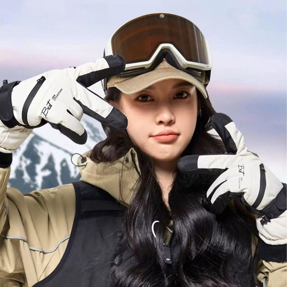 Thick Warm Women Ski Gloves Waterproof Fleece Mittens Winter Skiing Gloves  Female/Girls