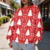 Women's Christmas Print Crewneck Sweatshirt Lightweight Casual Long Sleeve Pullover Top