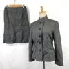Made in Japan Reflect Skirt Suit Set 40 L Women Knee-Length Mao Collar Gray Fully Lined(USED)
