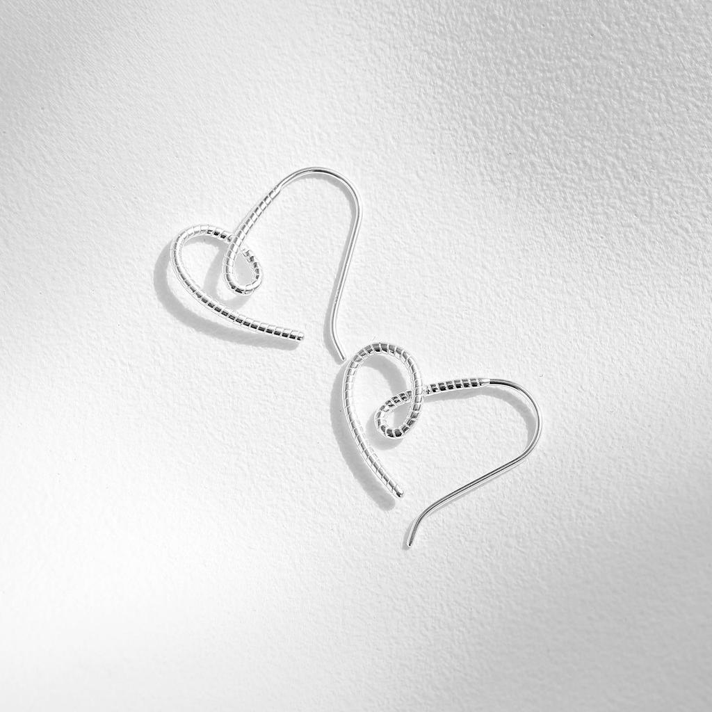 Modian Vintage Lijnen Hart Oorbellen 925 Sterling Zilver Romantische Hartjes Oorbellen Klassieke Bruiloft Sieraden Voor Vrouwen Grils