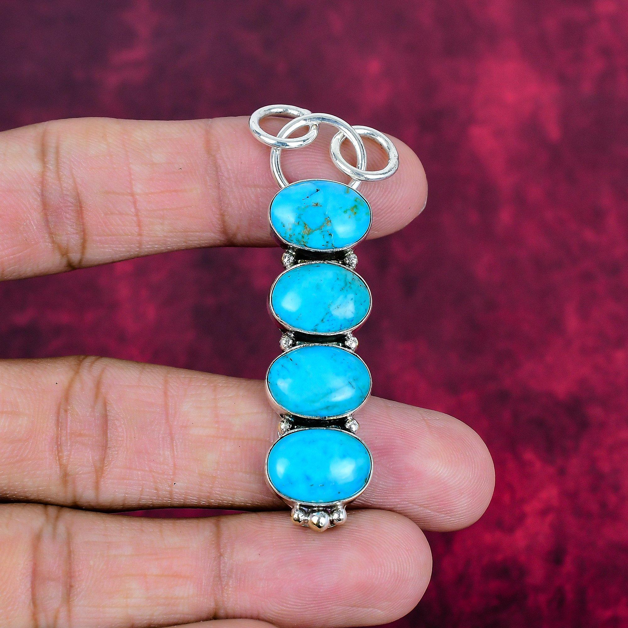 

Подвеска из драгоценного камня ручной работы с синей бирюзой, антикварная ювелирная подвеска из стерлингового серебра 925 пробы, для подарка на помолвку 2.63 Inches синий