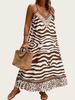 Bohemian Zebra Print V-neck Maxi Dress