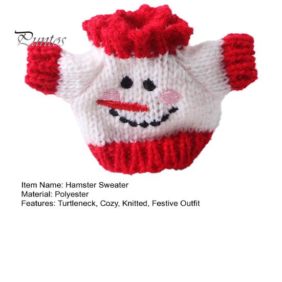 Small Animal Holiday Outfit Christmas Hamster Sweater, Soft Knitted Cute Outfit, Cozy Festive Pet Sweater Turtleneck Winter Clothes for Golden