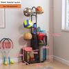Estante de Chão para Armazenamento de Basquete e Prateleira de Brinquedos para Equipamentos Esportivos e Tapetes de Yoga